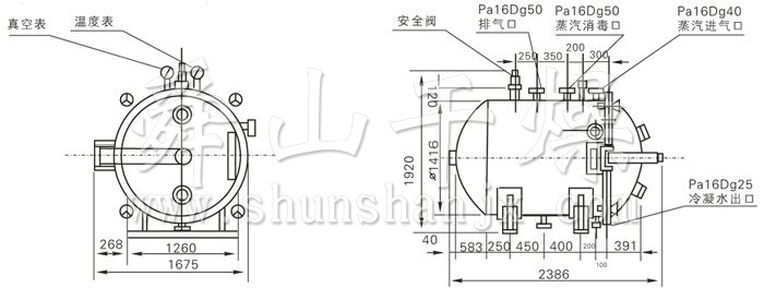 圓形靜態(tài)真空干燥機結構示意圖
